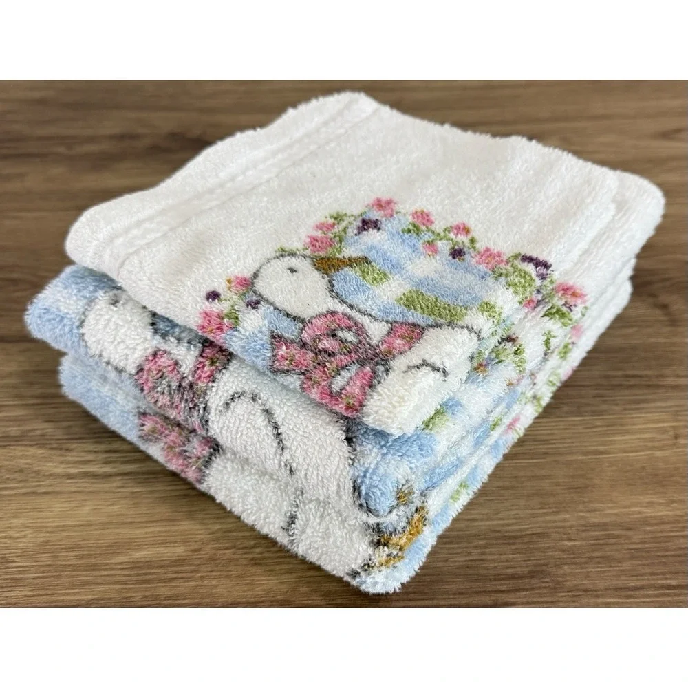 Vintage RA Briggs Goose Towel Set 3 Floral Gingham Cottagecore Wash Hand Towels